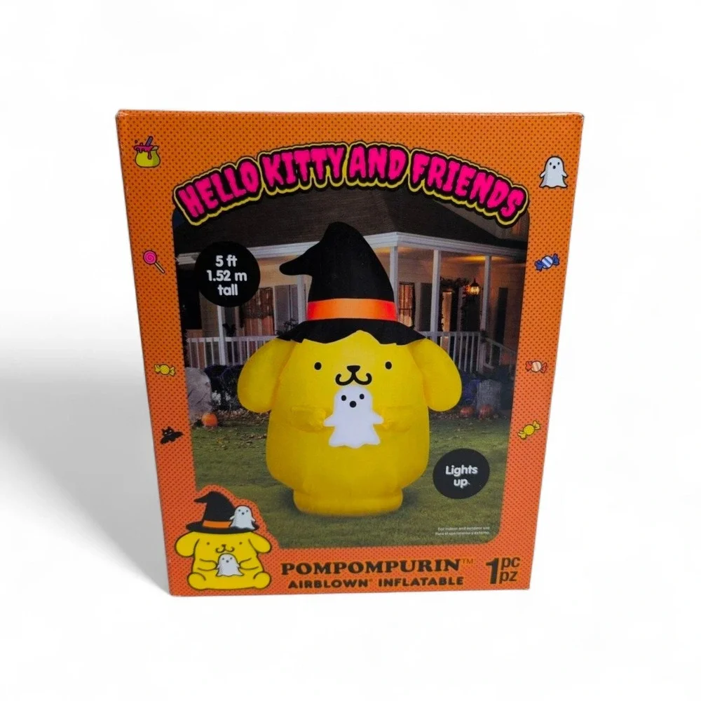 Hello Kitty Friends Pompompurin Halloween Inflatable 5 ft Ghost blow Up Gemmy - Picture 1 of 5